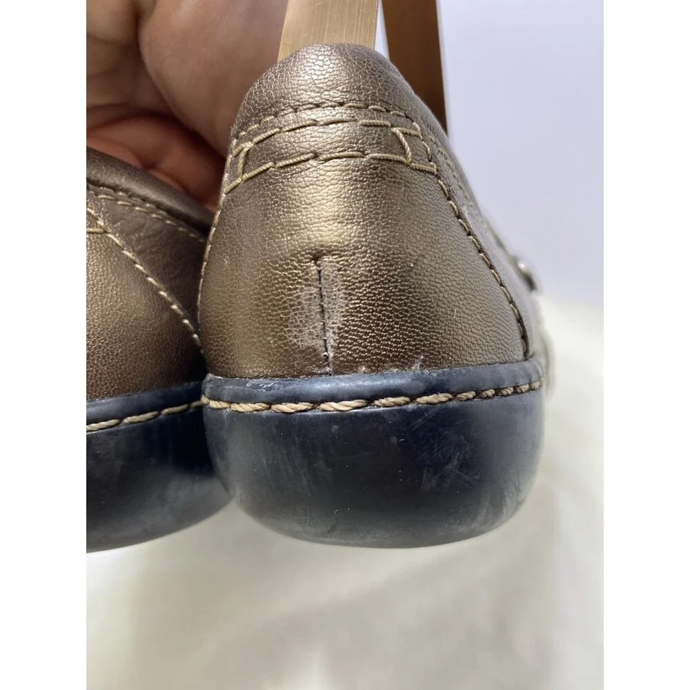 Clarks Womens Ashland Lane Loafer Size 7 M Bronze Leather Shoe Shootie Flat - Picture 4 of 8